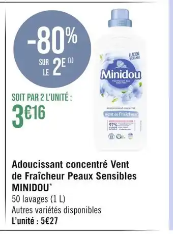 Minidou adoucissant concentré vent de fraîcheur peaux sensibles