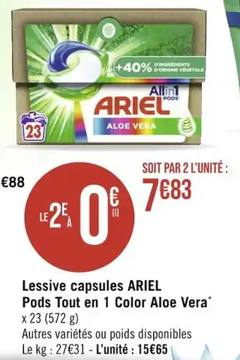 Casino Supermarchés Ariel lessive capsules pods tout en 1 color aloe vera offre