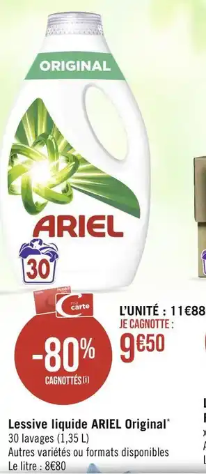 Casino Supermarchés Ariel lessive liquide original offre
