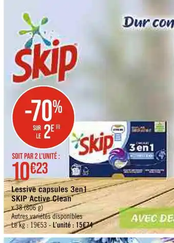 Casino Supermarchés Skip lessive capsules 3en1 active clean offre