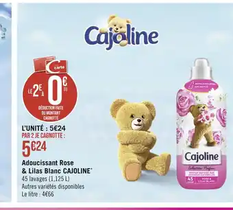 Casino Supermarchés Cajoline adoucissant rose & lilas blanc offre
