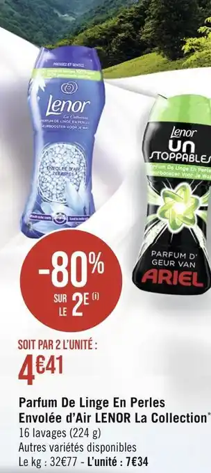 Casino Supermarchés Lenor parfum de linge en perles envolée d’air la collection offre