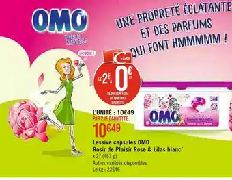 Omo lessive capsules rosir de plaisir rose & lilas blanc