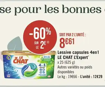 Casino Supermarchés Le chat lessive capsules 4en1 l’expert offre