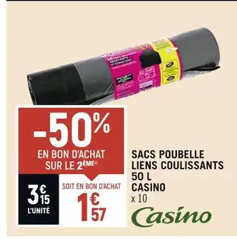 Casino sacs poubelle liens coulissants 50 l