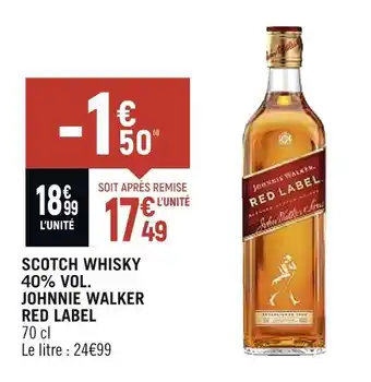 Spar Johnnie walker red label scotch whisky 40% vol offre