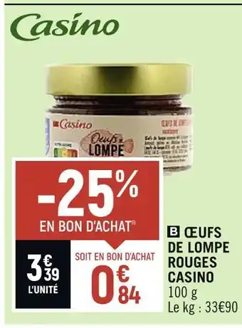 Spar Casino œufs de lompe rouges offre