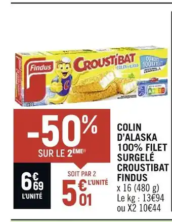 Spar Findus colin d’alaska 100% filet surgelé croustibat offre