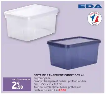 Intermarché Eda boite de rangement funny box 4 l offre