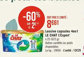 Casino Supermarchés Le chat lessive capsules 4en1 l’expert offre