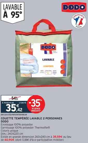Intermarché Dodo couette tempérée lavable 2 personnes offre