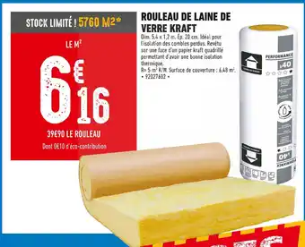 Rouleau de laine de verre kraft