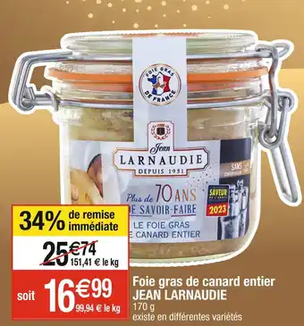 Cora x Carrefour Jean larnaudie foie gras de canard entier offre