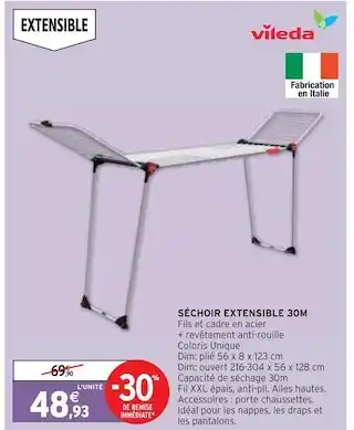 Intermarché Vileda séchoir extensible 30m offre