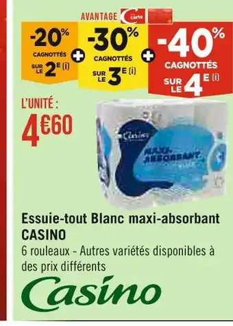 Casino Supermarchés Casino essuie-tout blanc maxi-absorbant offre