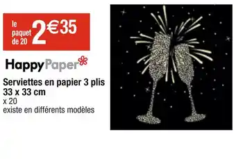 Happypaper serviettes en papier 3 plis 33 x 33 cm