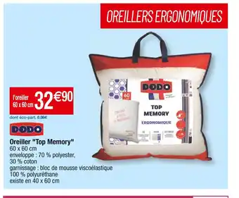 Cora x Carrefour Dodo oreiller top memory offre