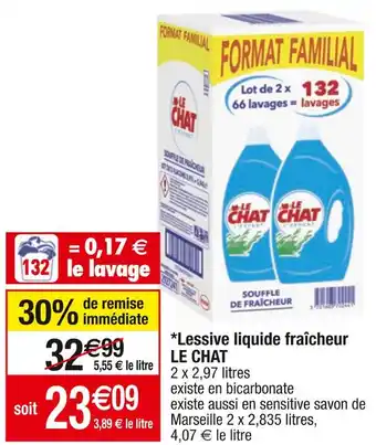 Cora x Carrefour Le chat *lessive liquide fraîcheur offre