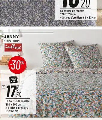 Cora x Carrefour Influx parure de lit jenny housse de couette + 2 taies d’oreillers offre