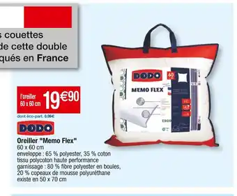 Cora x Carrefour Dodo oreiller memo flex offre