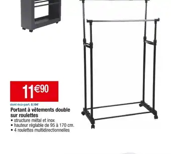 Cora x Carrefour Portant à vêtements double sur roulettes offre