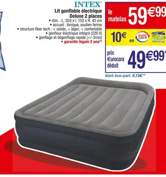 Cora x Carrefour Intex lit gonflable électrique deluxe 2 places offre