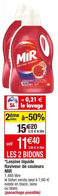 Cora x Carrefour Mir *lessive liquide raviveur de couleurs offre