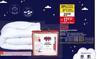 Cora x Carrefour Dodo couette volume & chaleur offre