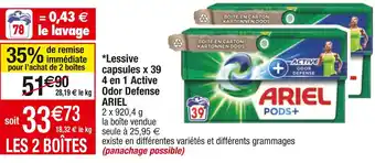 Cora x Carrefour Ariel *lessive capsules x 39 4 en 1 active odor defense offre
