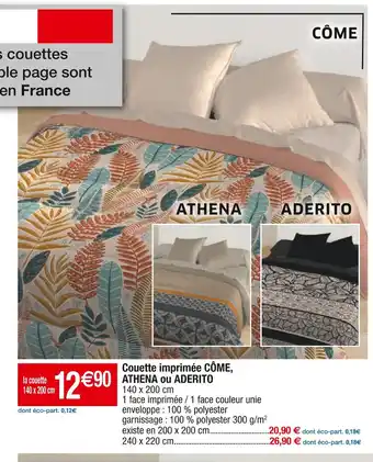 Couette imprimée côme, athena ou aderito