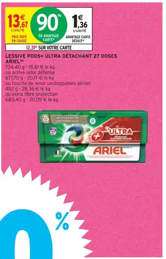 Intermarché Ariel lessive pods+ ultra détachant 27 doses(b) offre