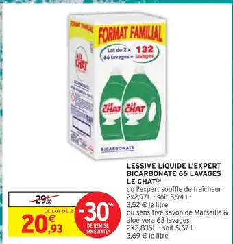 Intermarché Le chat lessive liquide l'expert bicarbonate 66 lavages(b) offre