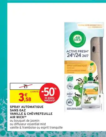 Intermarché Air wick spray automatique sans gaz vanille & chèvrefeuille(b) offre