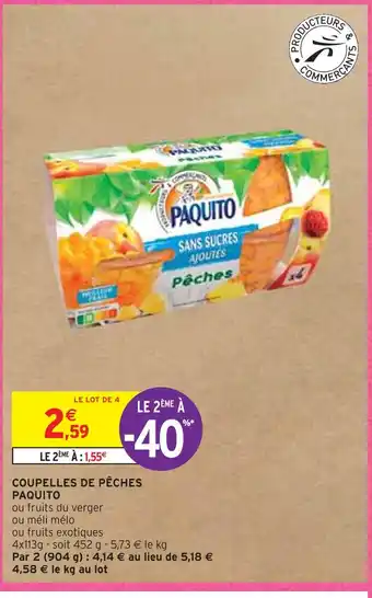 Intermarché Paquito coupelles de pêches offre