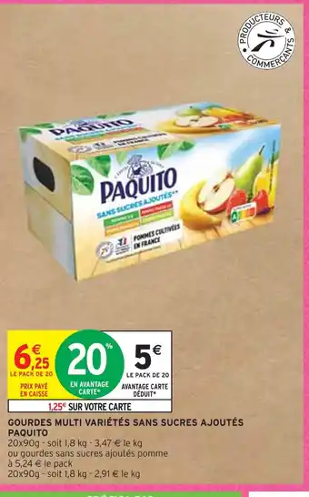 Intermarché Paquito gourdes multi variétés sans sucres ajoutés offre