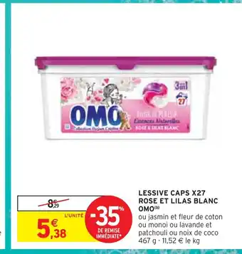 Intermarché Omo lessive caps x27 rose et lilas blanc offre