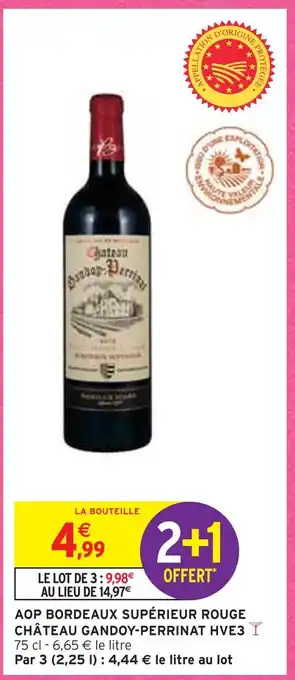 Intermarché Château gandoy-perrinat aop bordeaux supérieur rouge hve3 offre