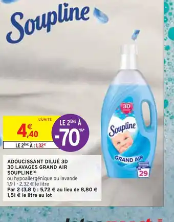 Intermarché Soupline adoucissant dilué 3d 30 lavages grand air offre