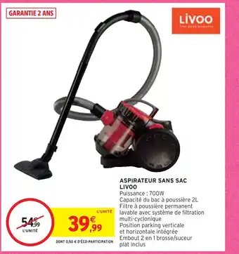 Intermarché Livoo aspirateur sans sac offre