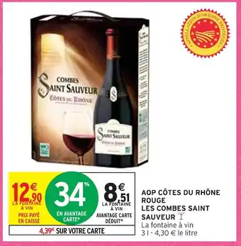 Intermarché Les combes saint sauveur aop côtes du rhône rouge offre