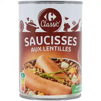 Carrefour Carrefour classic' saucisses aux lentilles offre