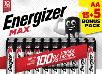 Carrefour Energizer lot de 15 piles +5 offertes energizer max aa/lr6 offre