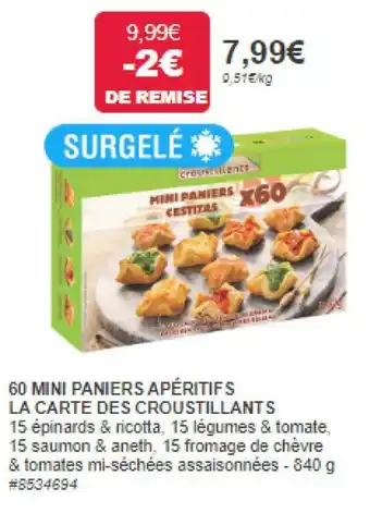 Costco 60 MINI PANIERS APÉRITIFS LA CARTE DES CROUSTILLANTS offre