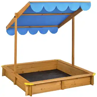 Bricorama Bac à sable de jardin enfant en bois avec 1 toit et 1 bâche 120x120x120cm offre