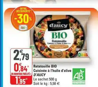 G20 Ratatouille Bio Cuisinée à L'huile D'olive D'aucy offre