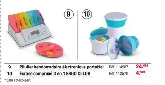 Bastide Pilulier Hebdomadaire électronique Portable écrase Comprimé 3 En 1 Ergo Color offre