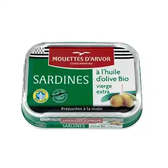 Auchan Sardines au citron et à l’huile d’olive extra vierge bio mouettes d'arvor offre