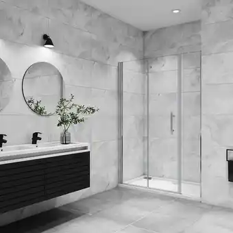 Bricomarché Aica porte de douche pivotante 140x185cm porte de douche pliante avec un élément fixe en 6mm verre anticalcaire offre