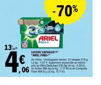 E.Leclerc LESSIVE CAPSULES ARIEL PODS+" offre