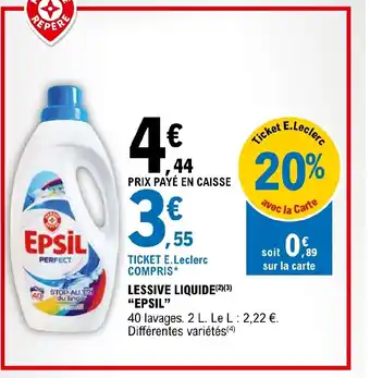 E.Leclerc LESSIVE LIQUIDE EPSIL" offre